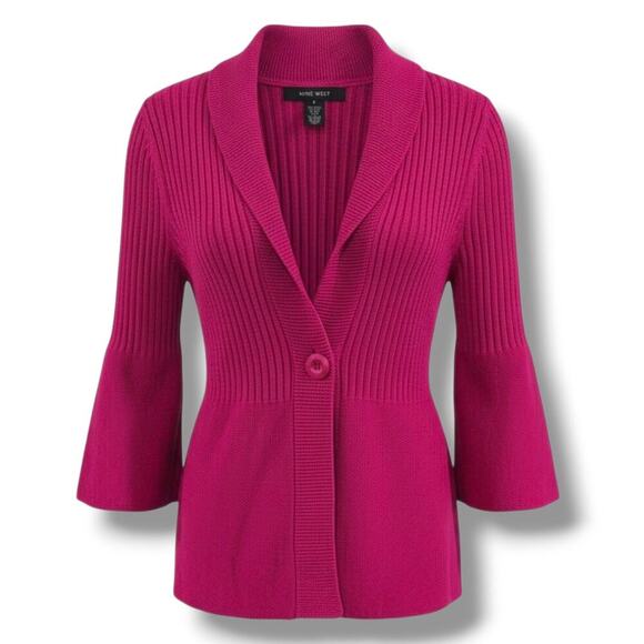 Nine West Sweaters - Nine West Women’s Fuchsia Ribbed Knit Cardigan – Gently Used size small